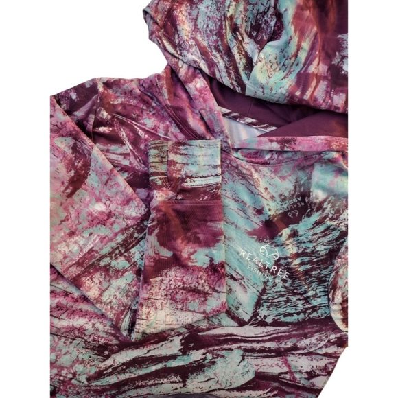 Realtree Women's Fishing Performance Knit Ocean Pink and Green Hoodie Size Small - Picture 3 of 4